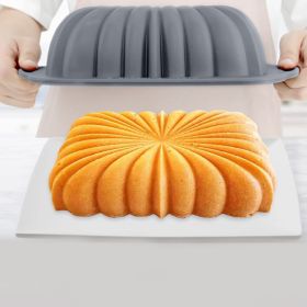 1pc Silicone Toast Cake Pan Rectangle Flower Shaped Cake Baking Pan Baking Tool Toast Pan Cake Mold (Color: Grey)